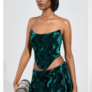 GREEN WITH ENVY VELVET CORSET TOP - XL